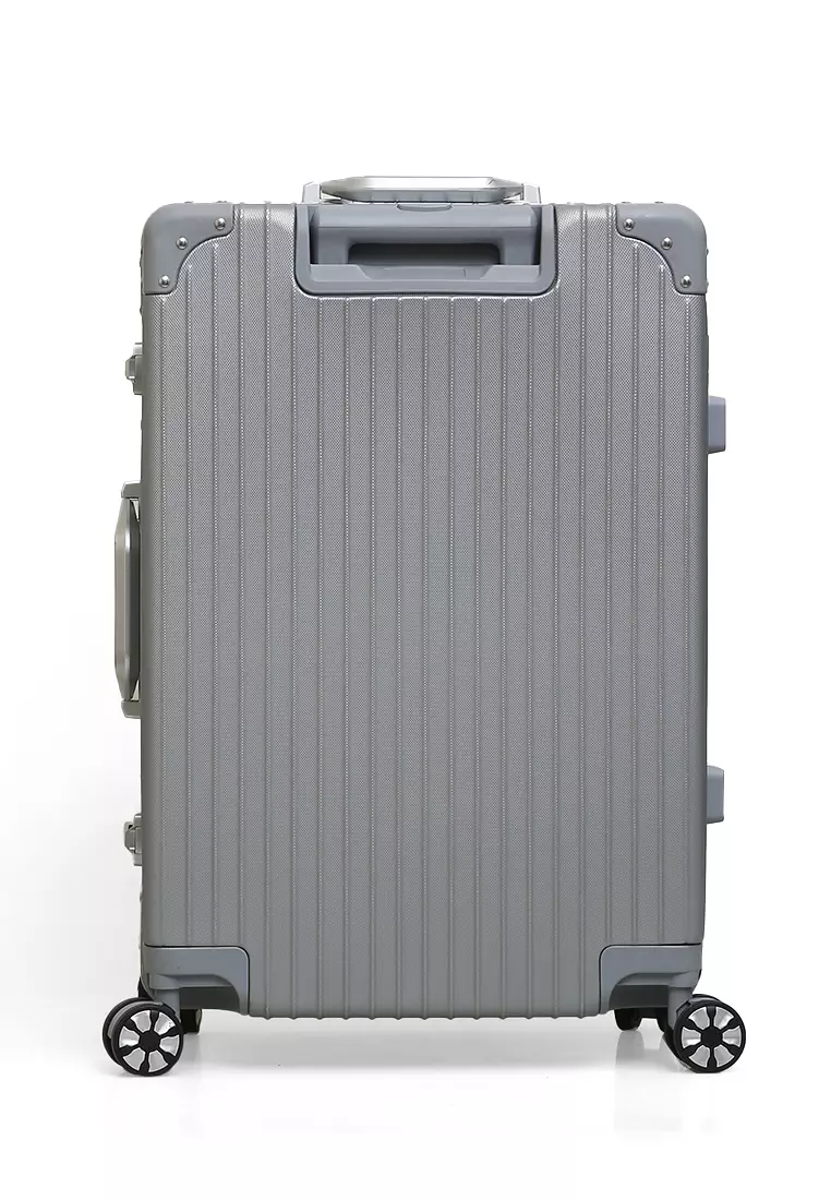 Austin Koper Unisex Classic Design Size 24 Inch Travel Bag Large Compartment TSA Lock Material Frame Alumunium Alloy ORIGINAL - Silver