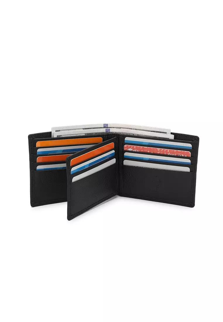 Men's Genuine Leather RFID Blocking Fortune Wallet - Black