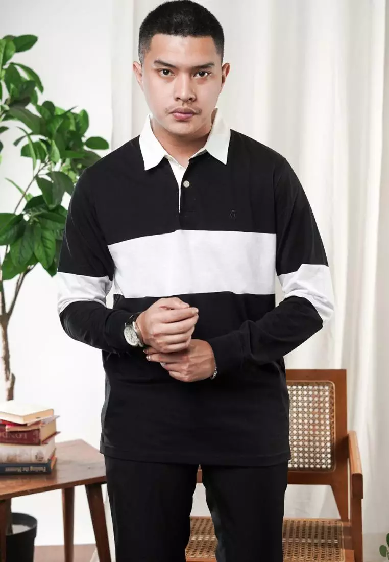 Matsuda Kaos Rugby Polo Shirt Pria Lengan Panjang Nago