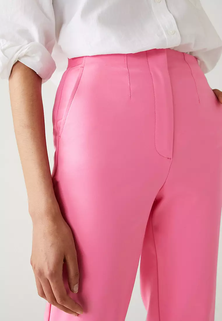 Cotton Blend Slim Fit Ankle Grazer Trousers