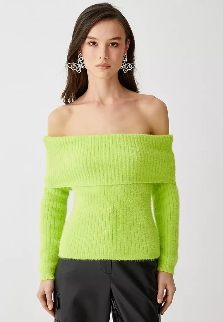 Off Shoulder Soft Texture Sweater