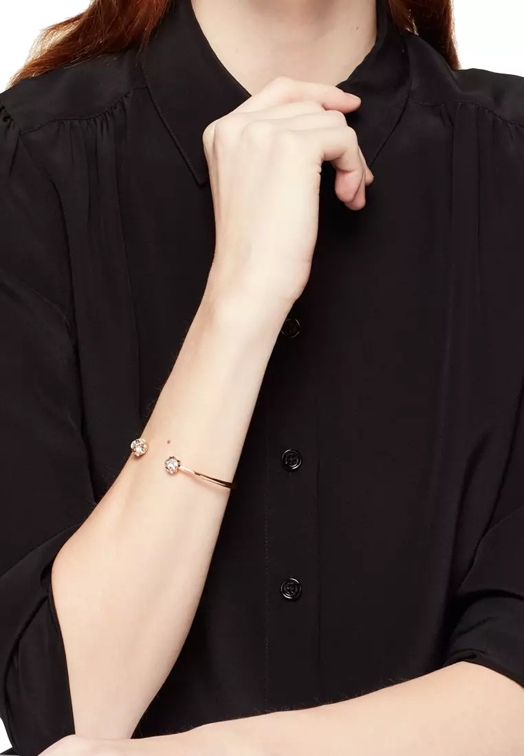 Lady Marmalade Open Cuff Bracelet in Clear/ Rose Gold o0ru1952
