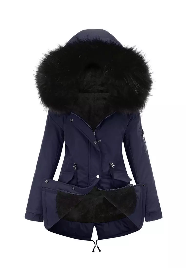 Fur trench coat with hood deals