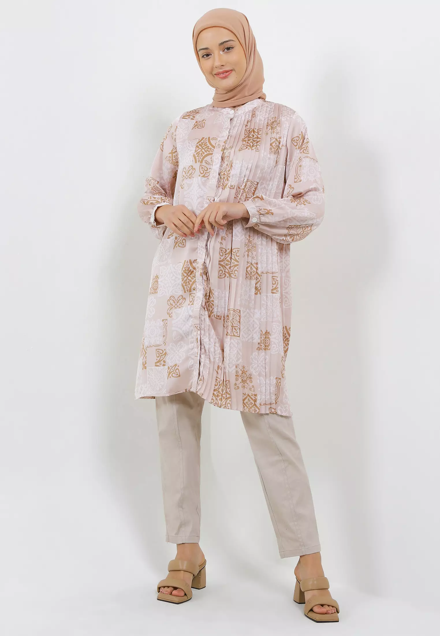MFMW Geniara Tunik Plisket Salem Motif