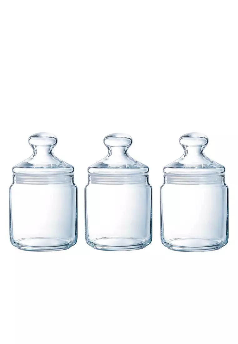 Classic Borosilicate Round Glass Air Tight Jar 700ml - Set of 2 Pcs