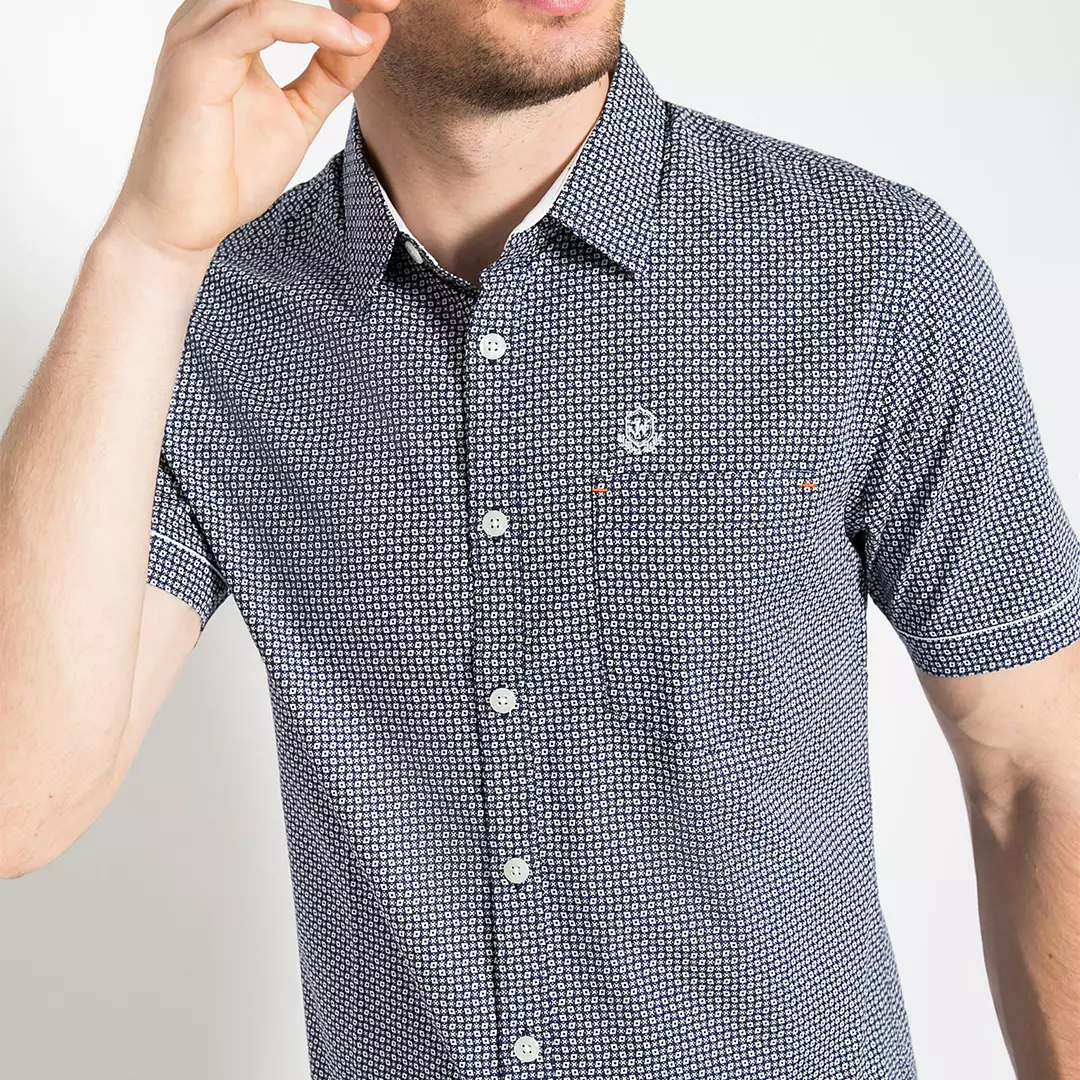 Johnwin - Kemeja Casual - Kemeja Lengan Pendek - Grey - Motif - ASH.670.K880.674.C-S/S