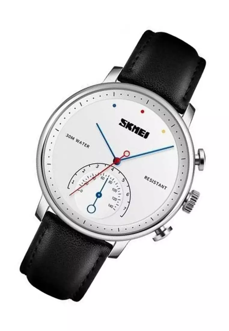 Jam Tangan Kasual Analog Pria Waterproof 30m Strap Tali Material Kulit Leather VF89 ORIGINAL