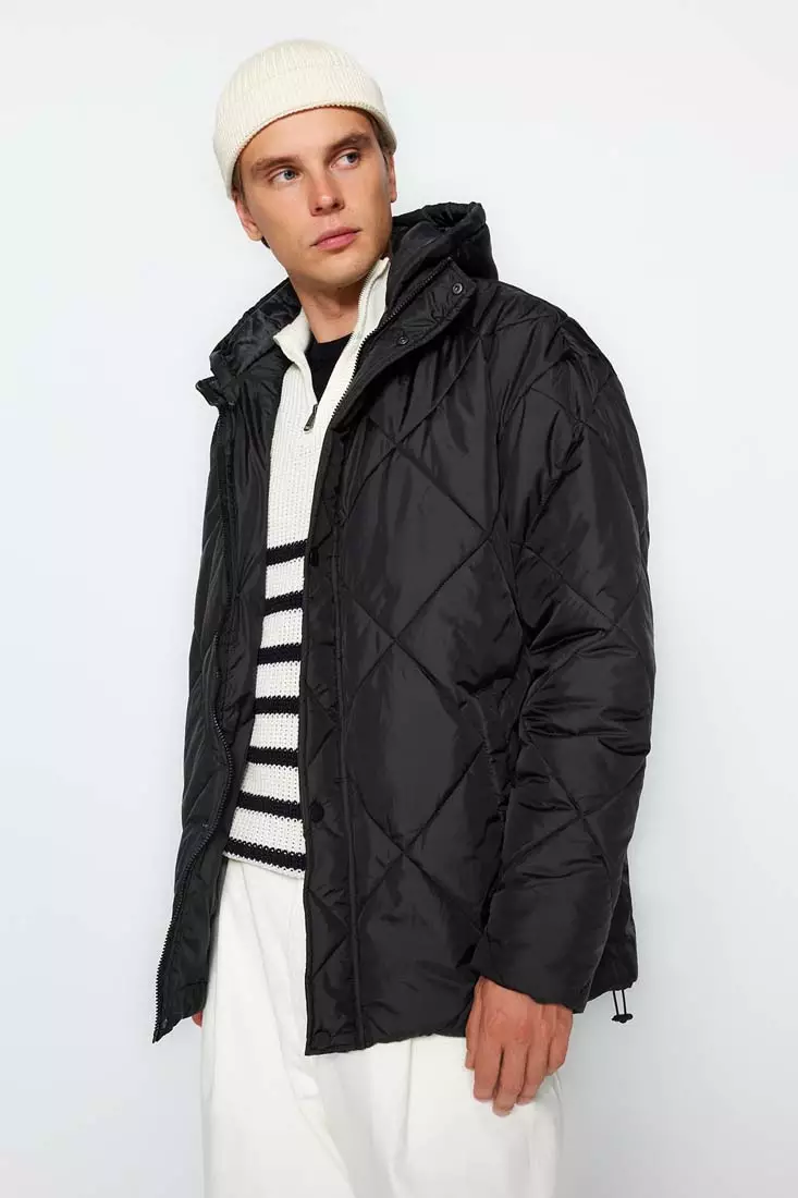 Quilted coat clearance with hood