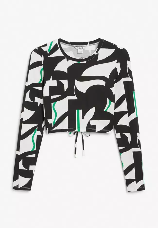 Monki Long Sleeve Crop Top With Cut Out Back 2024