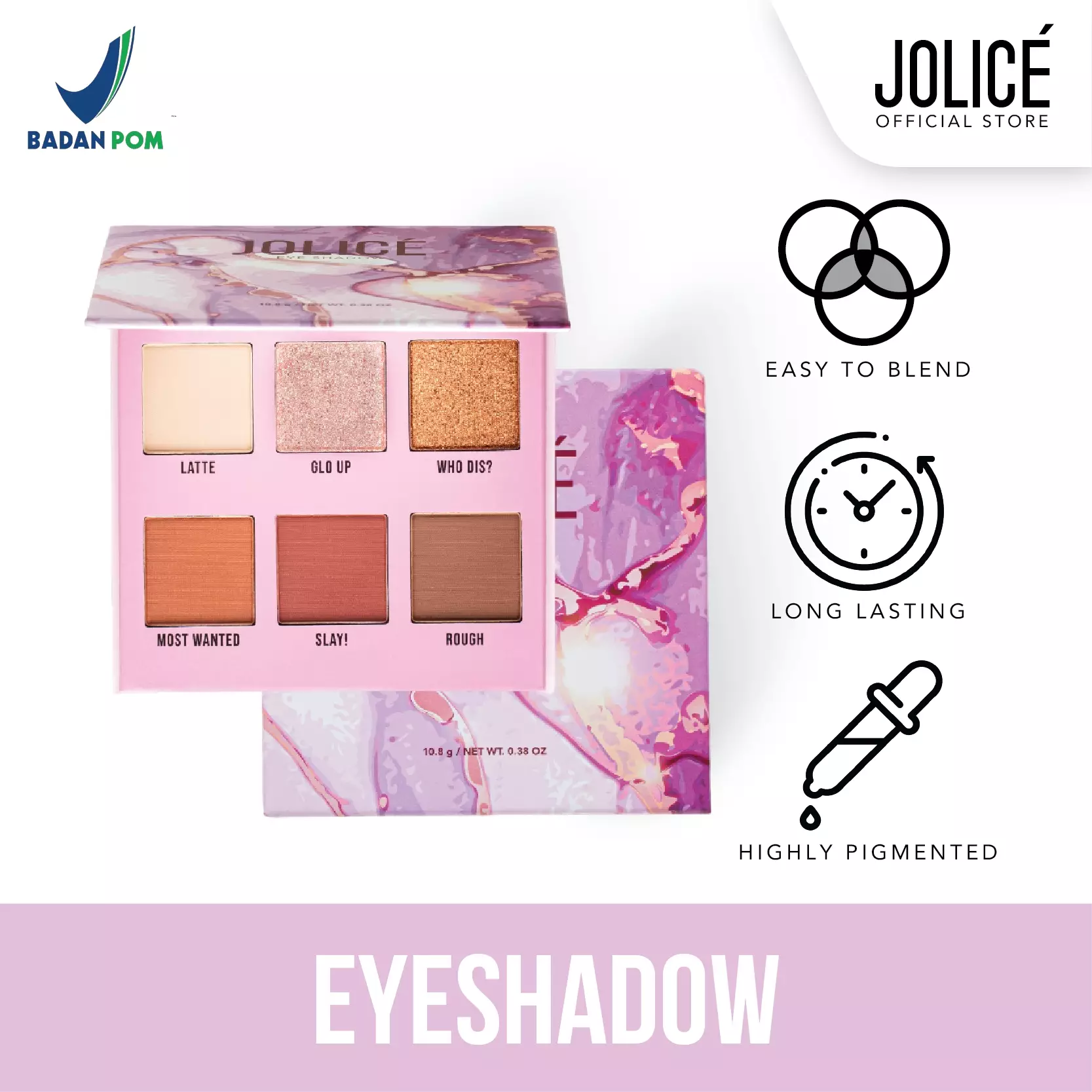 Jolice High Quality Pigmented EyeShadow Palette/6 Shades Eye Shadow