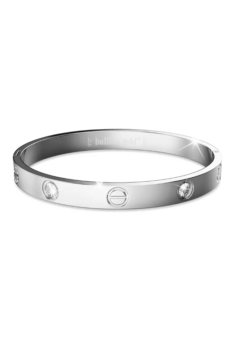 Carrie Stainless Steel Bangle in White Gold - 64mm