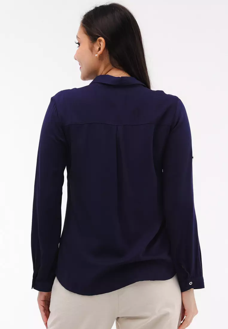 Single Twill Woven Long Sleeves Blouse