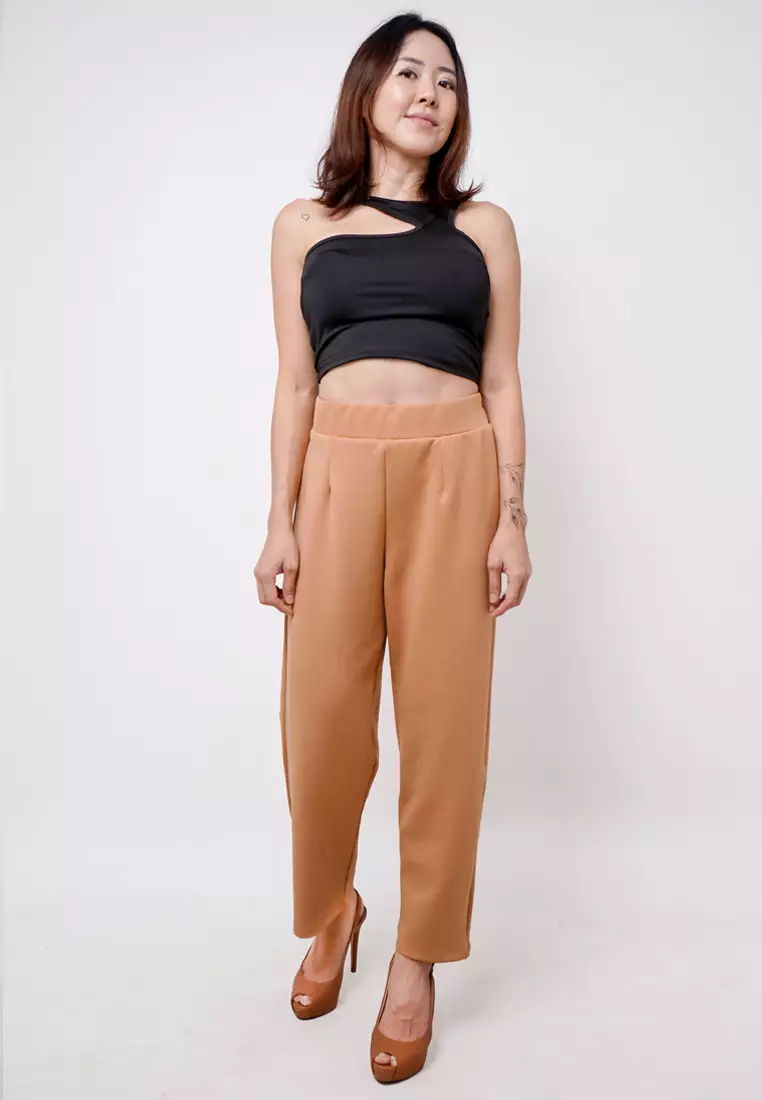 LTE18 TDLA CRNS Crop Casual Wanita Polos Black