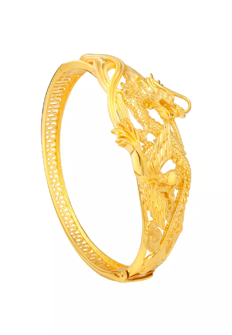 TOMEI Dragon Phoenix Bangle, Yellow Gold 916