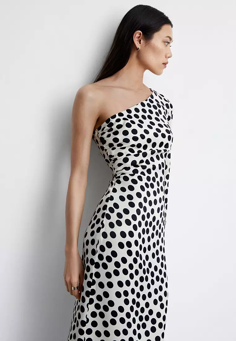 Polka dot asymmetrical dress clearance
