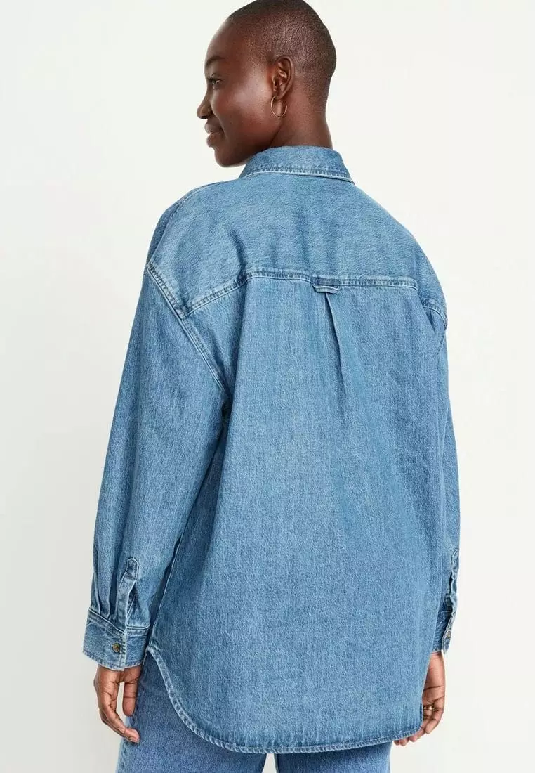 Boyfriend Button-Down Jean Tunic