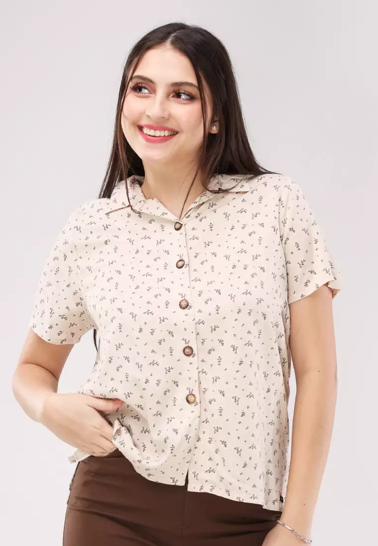 Woven Printed Rayon Short Sleeves Blouse