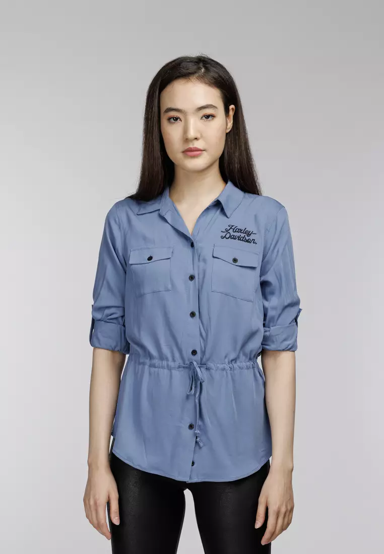 Harley davidson shop womens denim shirt