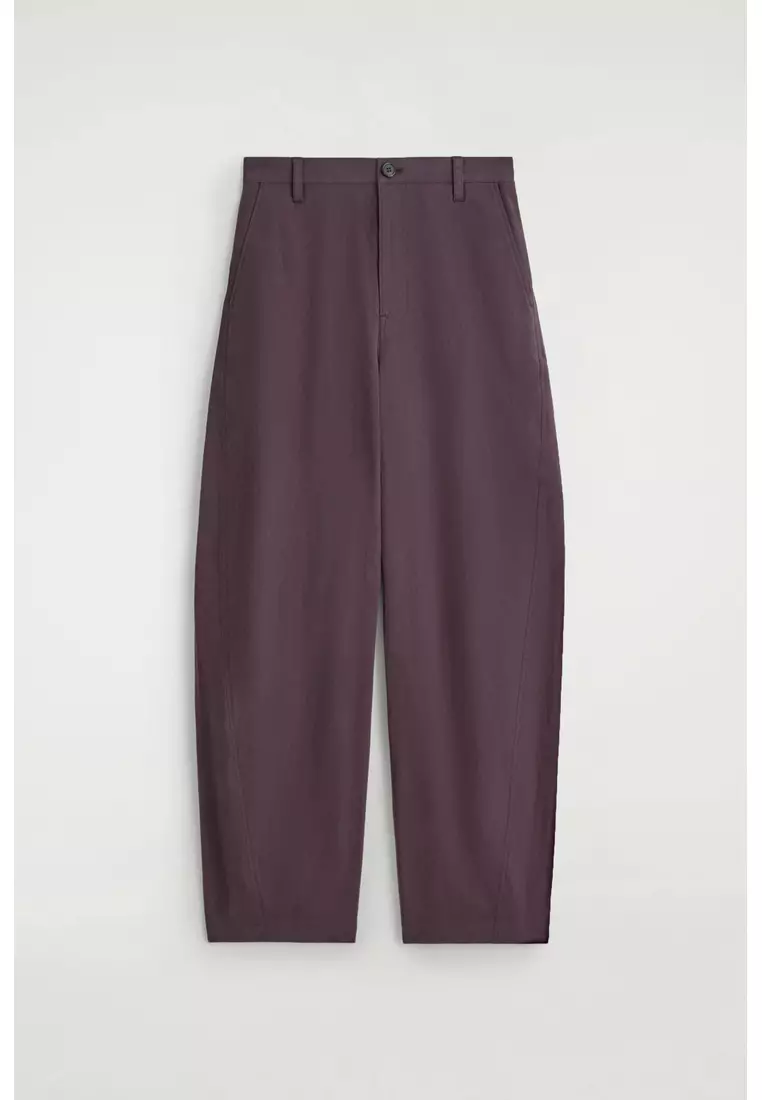 COTTON BARREL-LEG TROUSERS