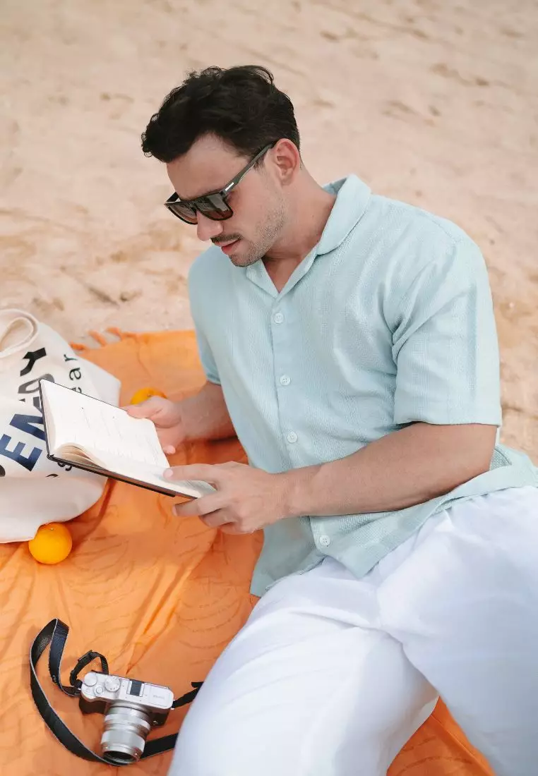 Lido Kemeja Oversized Lengan Pendek Pria Warna Mint | Oversized Linen Shirt Men Mint