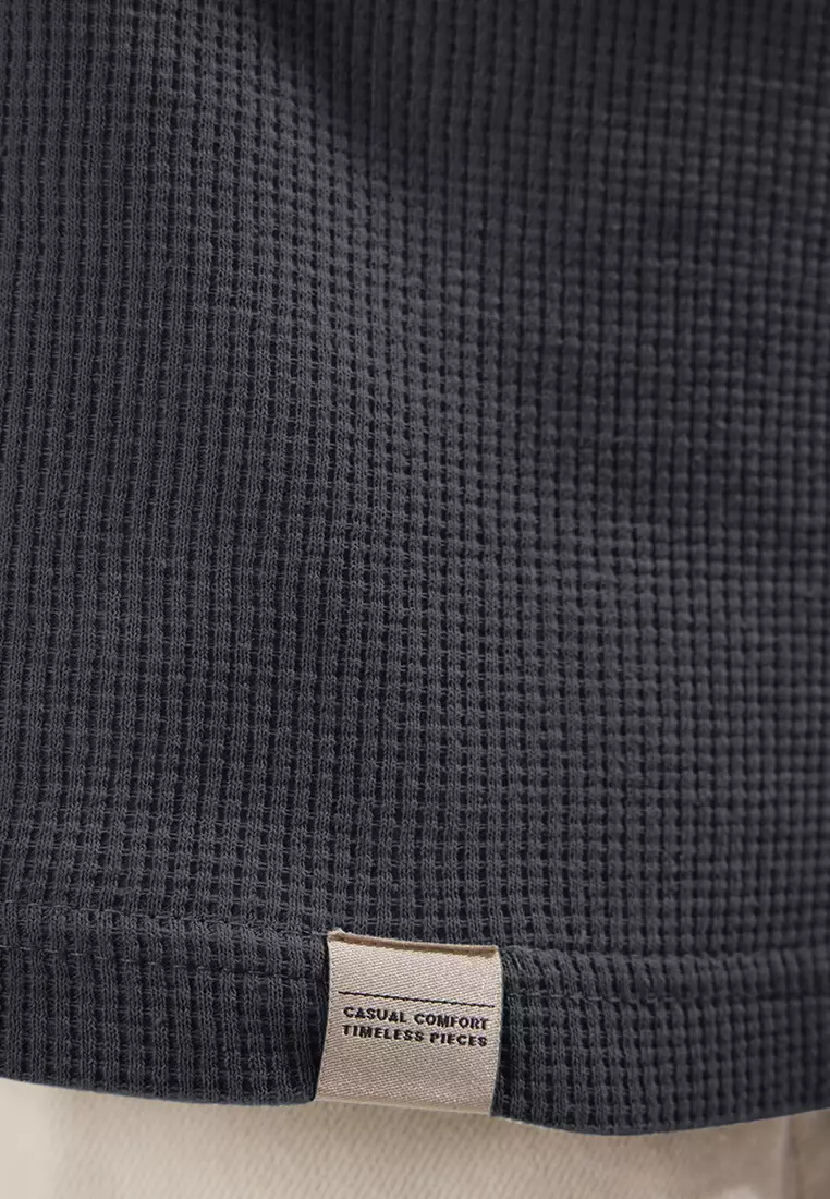 Oversize/Wide Cut Color Block Textured T-Shirt