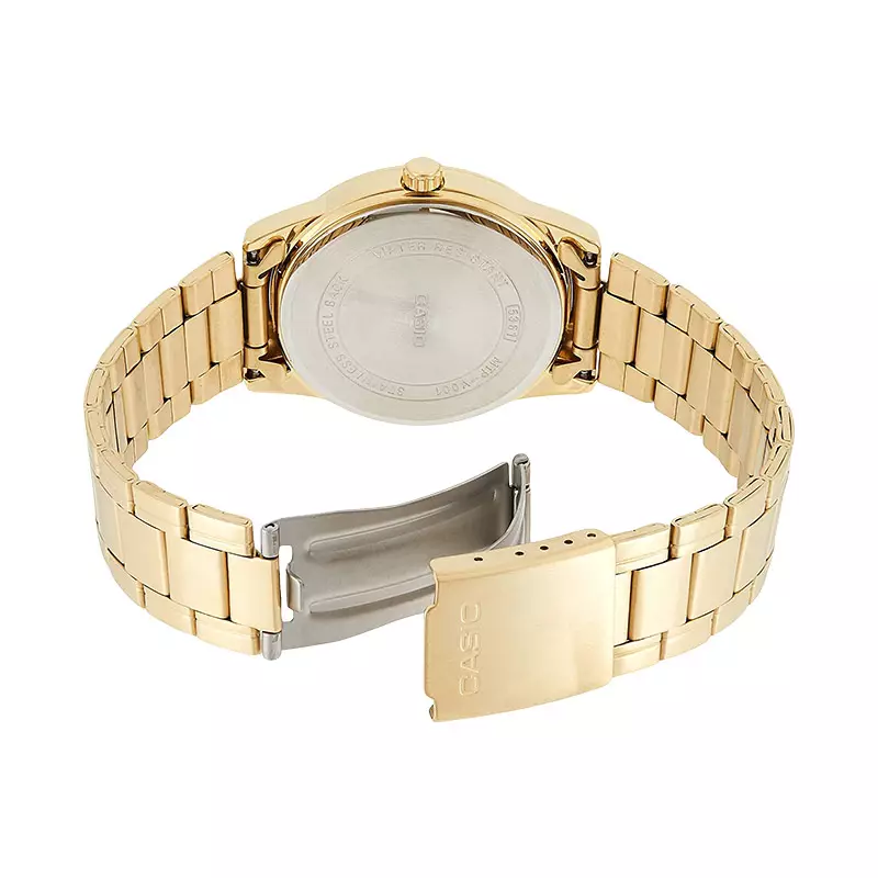 Jam Tangan Pria Casio General MTP-V001G-9BUDF MTPV001 MTP-V001G Beige Dial Soft Gold Stainless Steel Band
