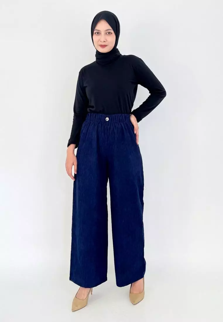 Evy Pants (Celana Corduroy) Panjang 101 cm - Navy