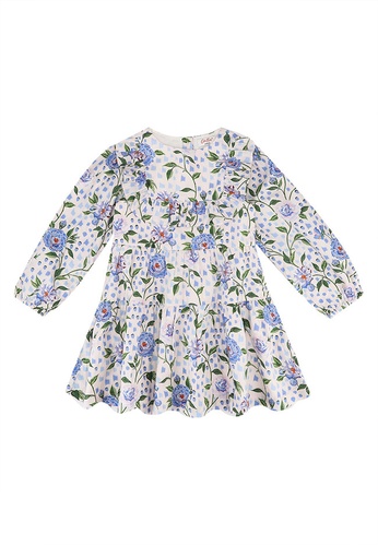 Cath Kidston blue Tea Rose Imogen Frill Long Sleeves Dress E8AABKA97ABDCCGS_1