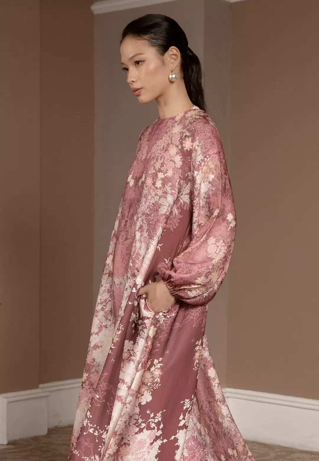 HijabChic Rosela Dress Rosewood - Baju Lebaran Dress Motif Floral