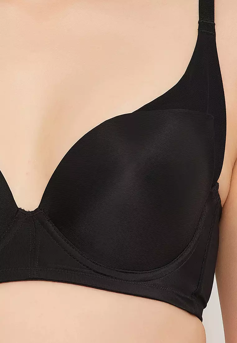 Clovia Level 2 Push-Up Padded Underwired Demi Cup Multiway T-shirt Bra in Black