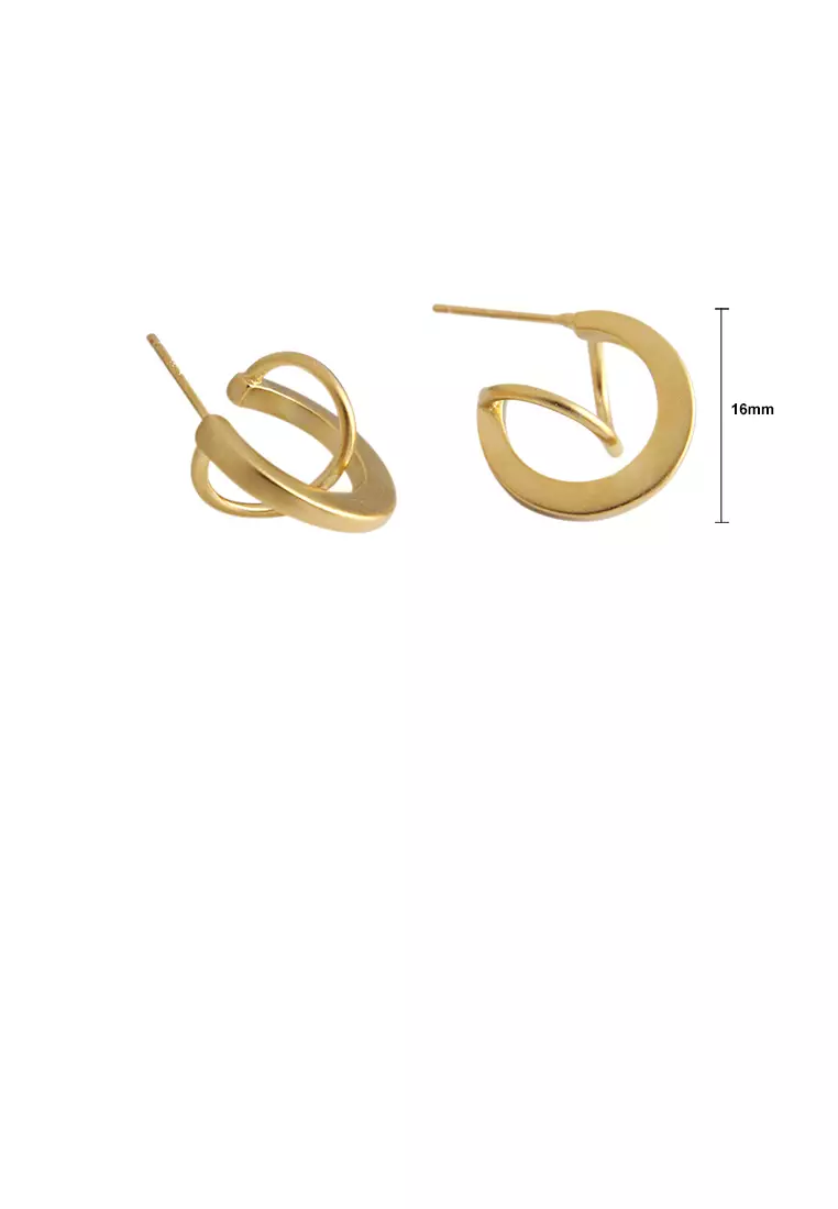 Gold half circle earrings sales