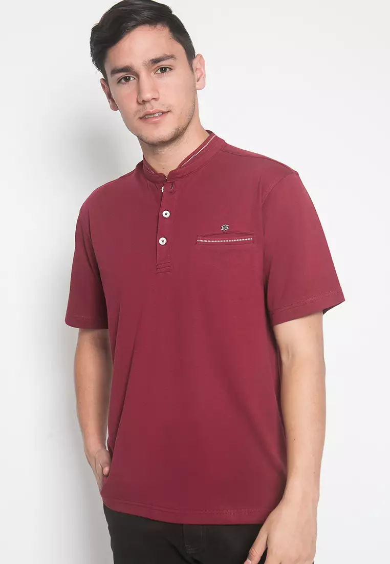 LGS - Kaos Casual - Kaos Pria - Kerah Shanghai - Maroon - Regular Fit - CTS.221.M2874.01.C Katun Polo
