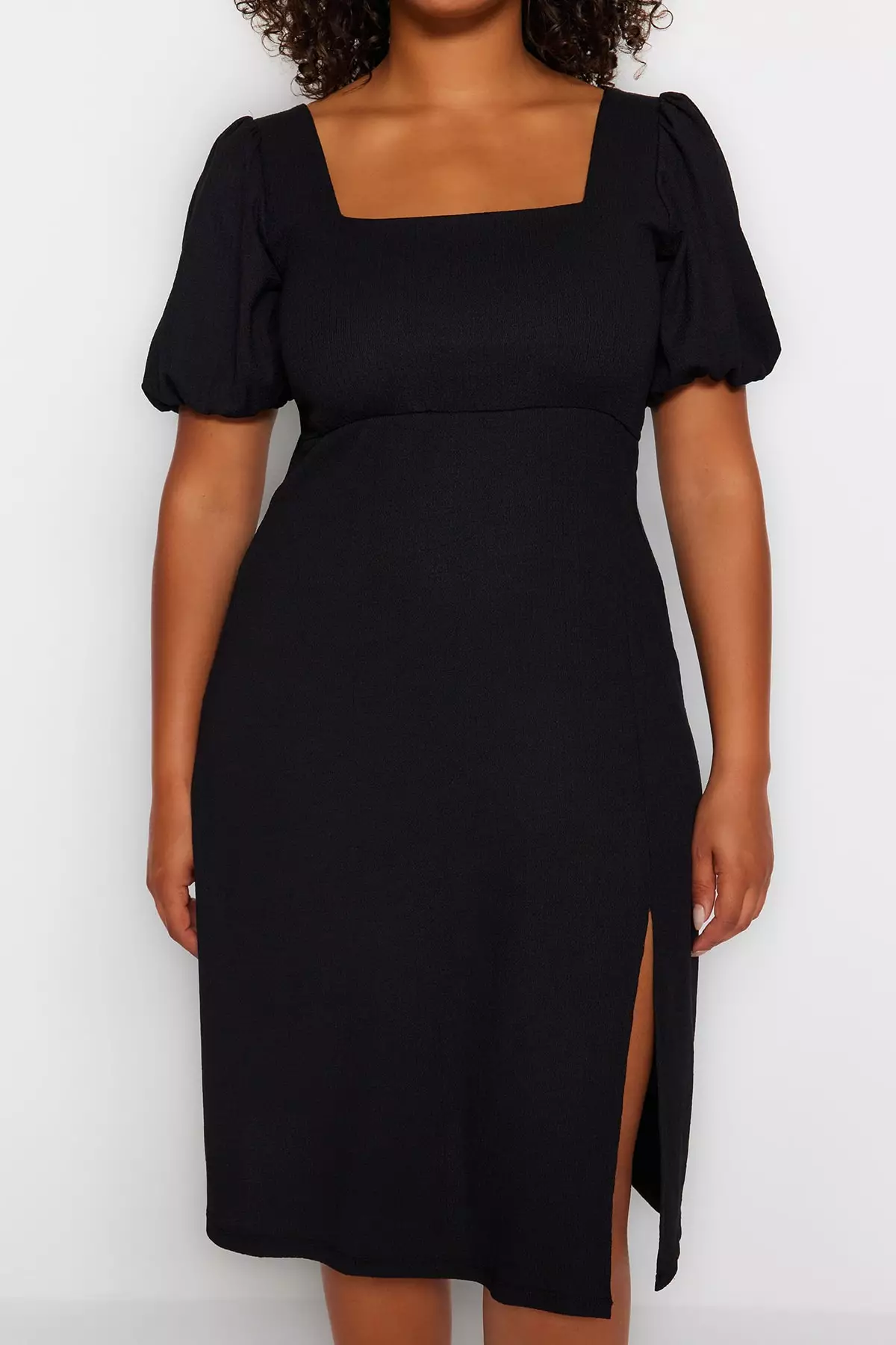 Square Neckline Long Lace Dress With Slit Dusk Plus Size main image 1