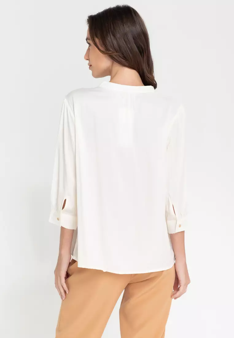 Carrie Mandarin Collar With Yoke Top