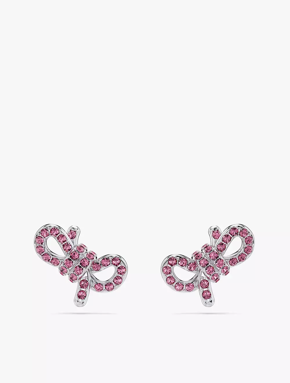Lifelong Bow Stud Earrings, Bow, Pink, Rhodium Plated
