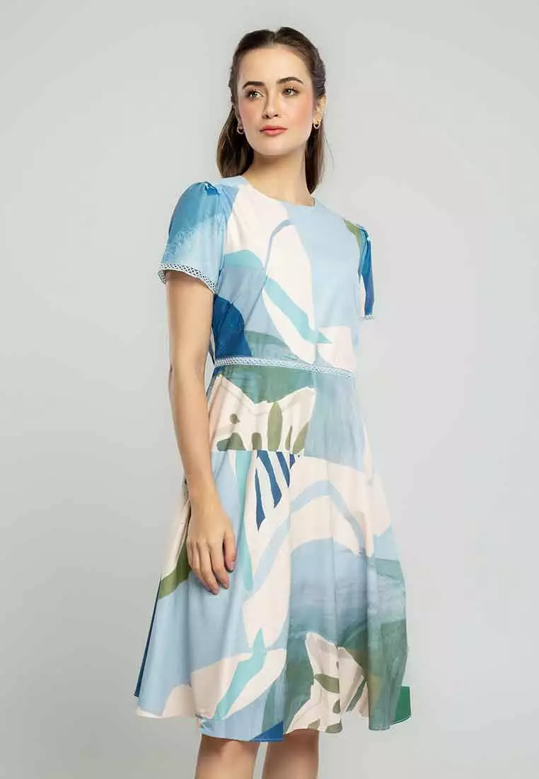 Celestine Abstract A-Line Print Dress