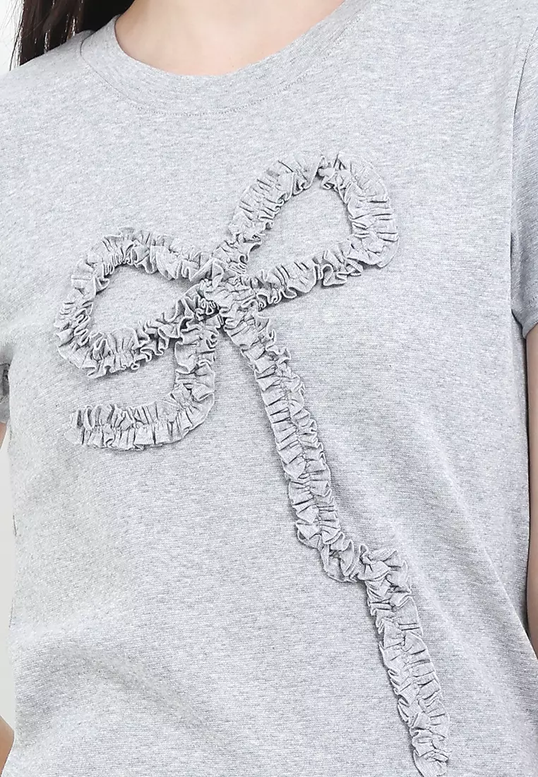 S/S T Shirt W/ Ruffled Bow Patch