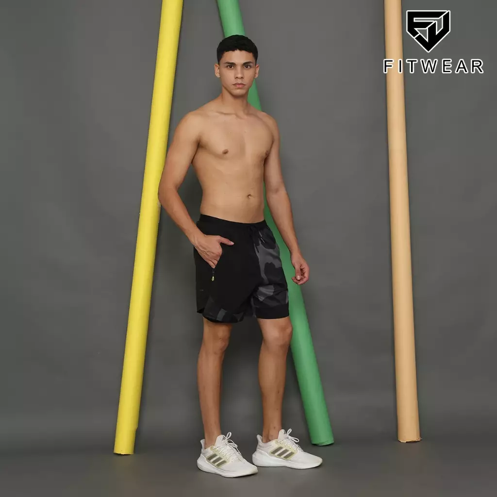 Fitwear - Celana Lari + Inner Dryfit Pria CHARLES HALF PRINTED - BLACK