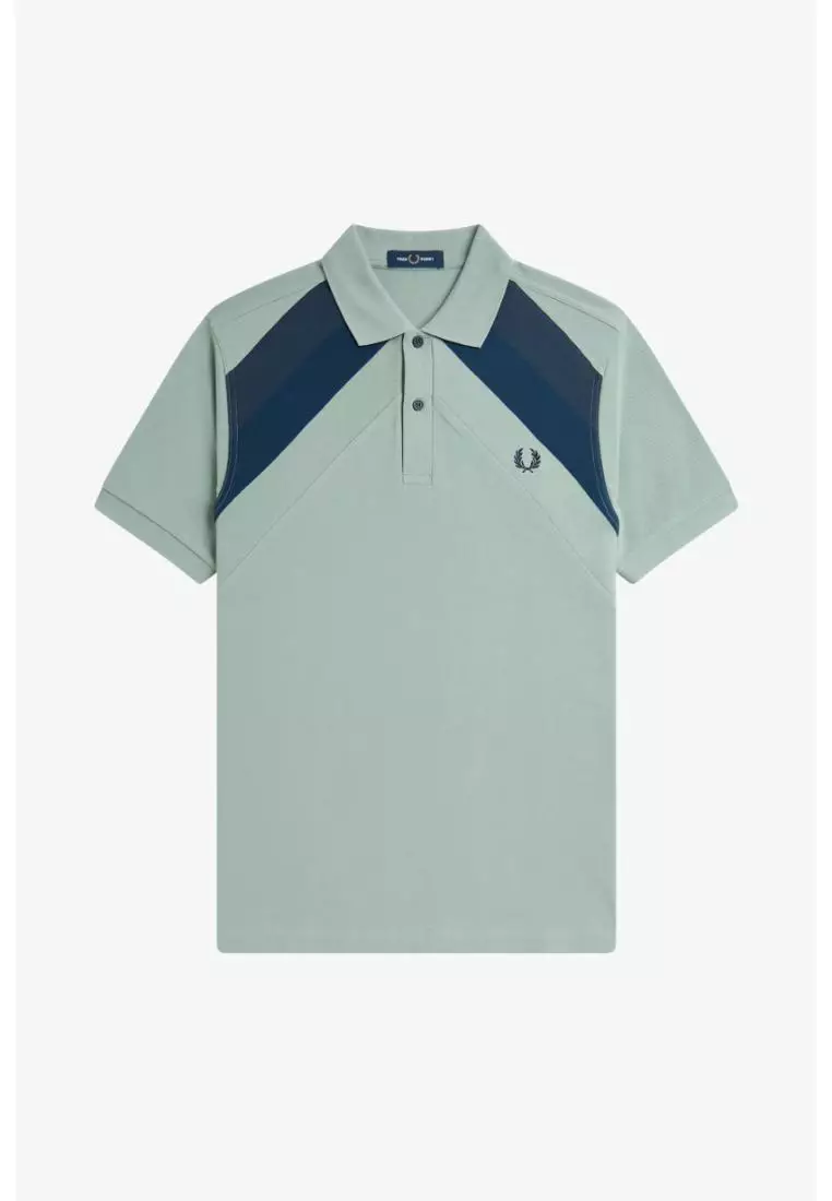 Buy FRED PERRY Fred Perry M1648 Striped Panel Polo Shirt (Bayleaf
