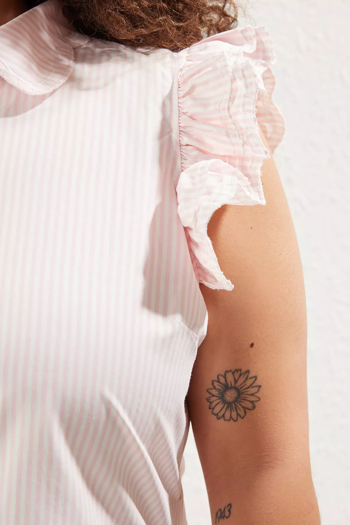 Plus Size Striped Collar Embroidery Detail Shirt