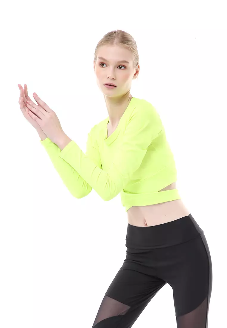 Felisa Baju Senam Aerobik Atasan Wanita Long Sleeve Premium Quality - Stabilo