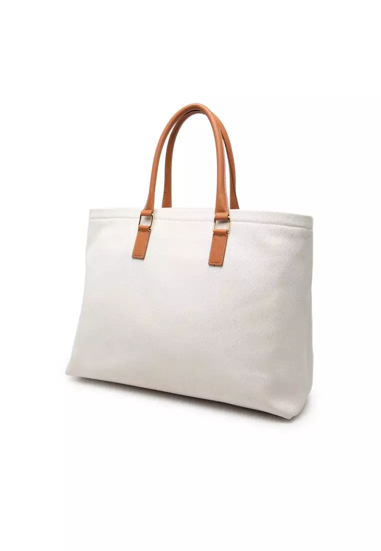 Pre-Loved Celine Small Canvas Logo Print Horizontal Cabas Tote