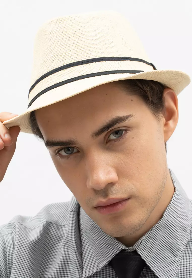 Houseofcuff Topi Fedora Cowboy Hat Fedora Ratan Cream