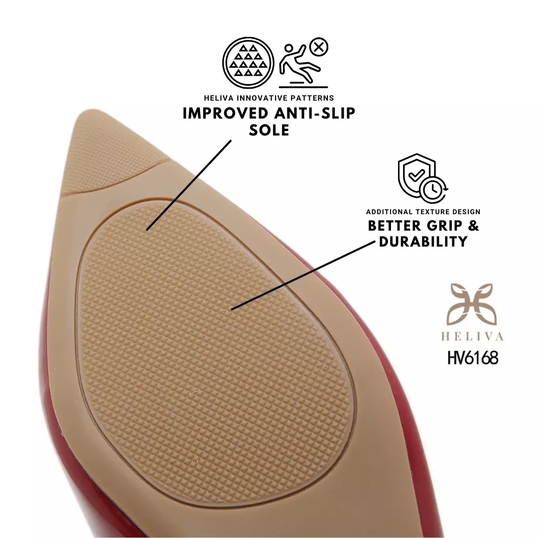 HELIVA CHERRY Glossy Slingback Low Heels with Chic Bow Detail & Pointed Toe HV6168