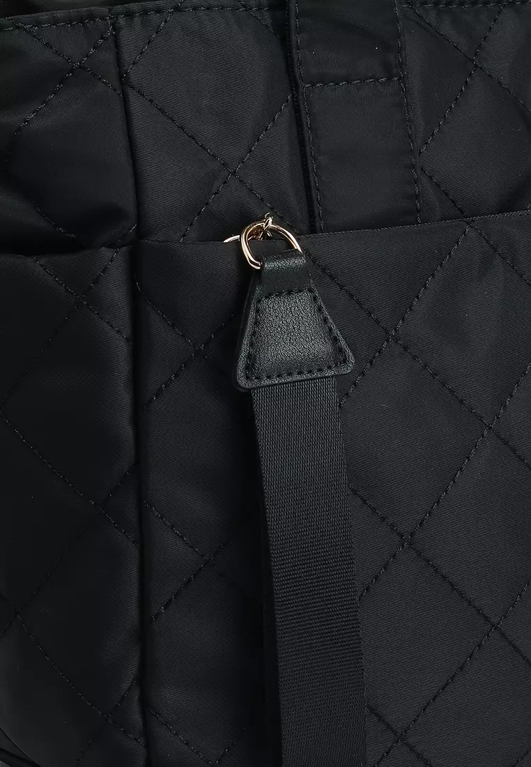Quilted Nylon Convertible Top Handle Bag