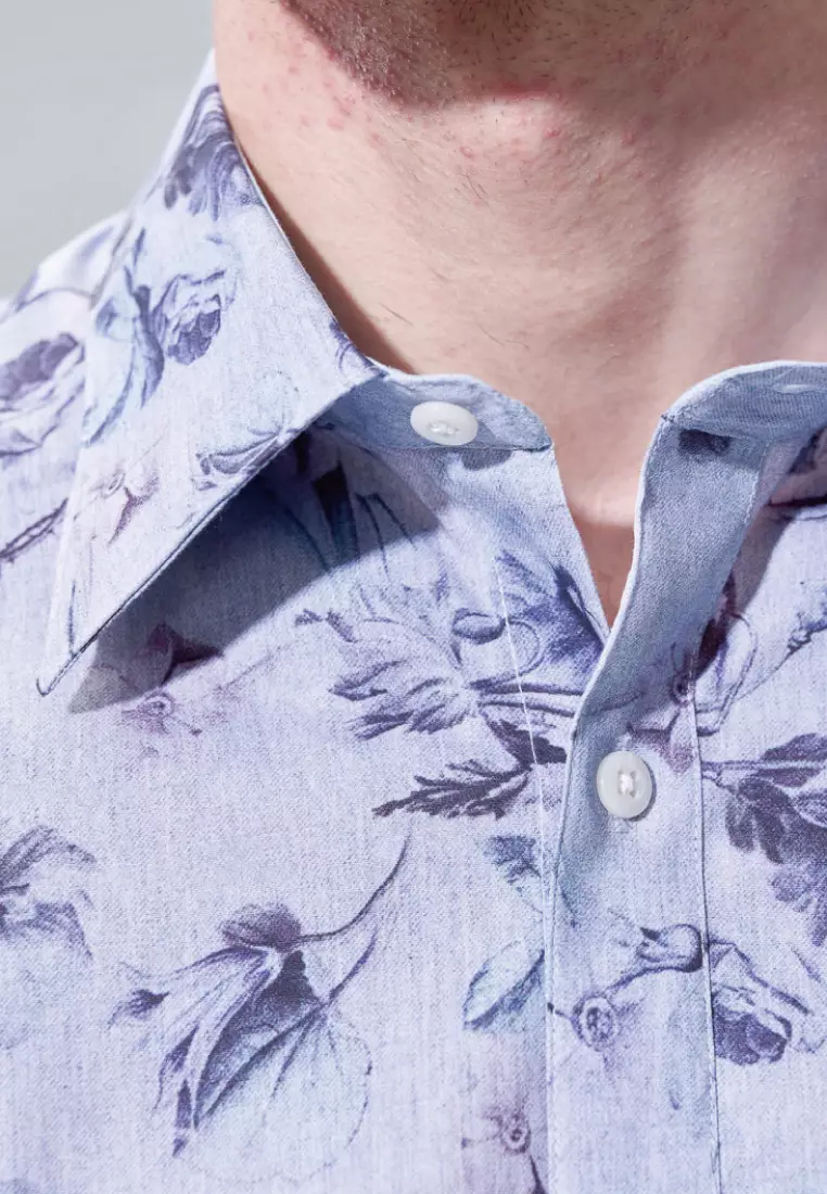 Deep Purple Floral Slim Fit Shirt