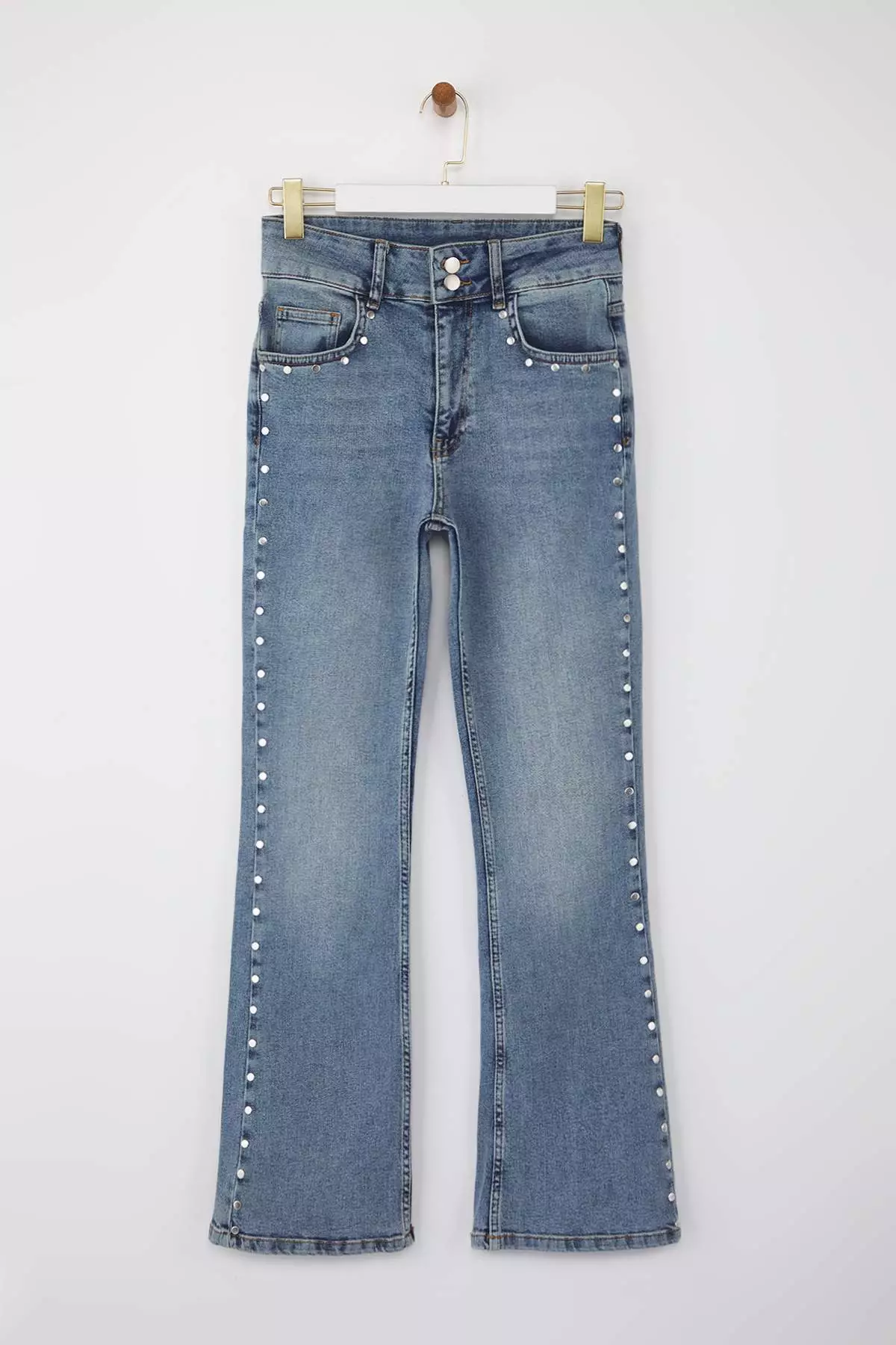 Blue Stone Detailed High Waist Flare Jeans Twoaw26Je00035
