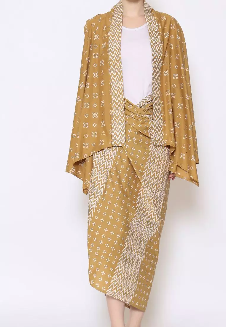 Rinjanie Batik - Set Bolero dan Rok Lilit Turmeric - Setelan Batik Wanita Cotton Series Lurik Handmade Turmeric, Bolero Atasan batik - BLHD & MEAS - YL