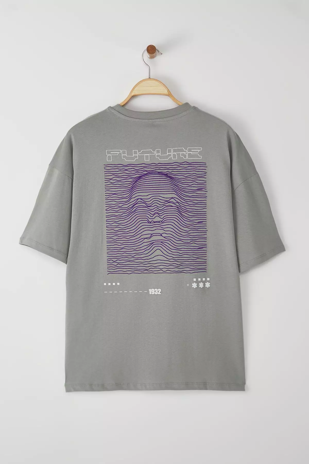Grey Oversize/Wide Cut Puffy Printed 100% T-Shirt TMNSS23TS00171