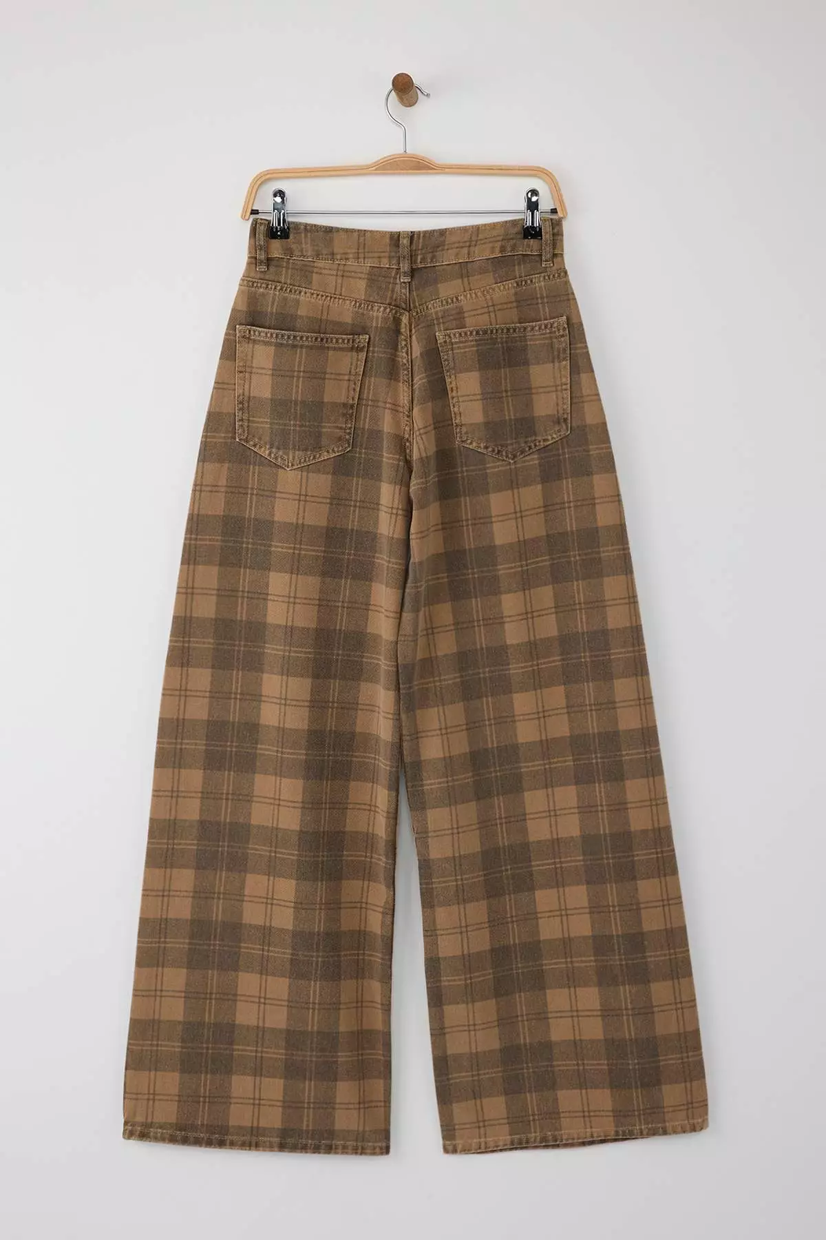 Multied Regular Waist Plaid Wide Leg Jeans
